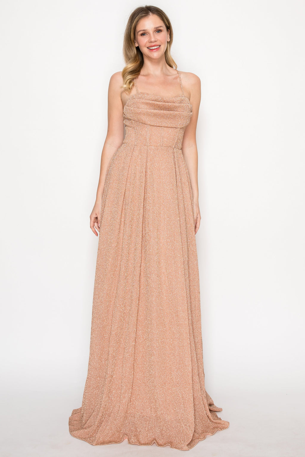 Glittering Cowl Maxi Gown