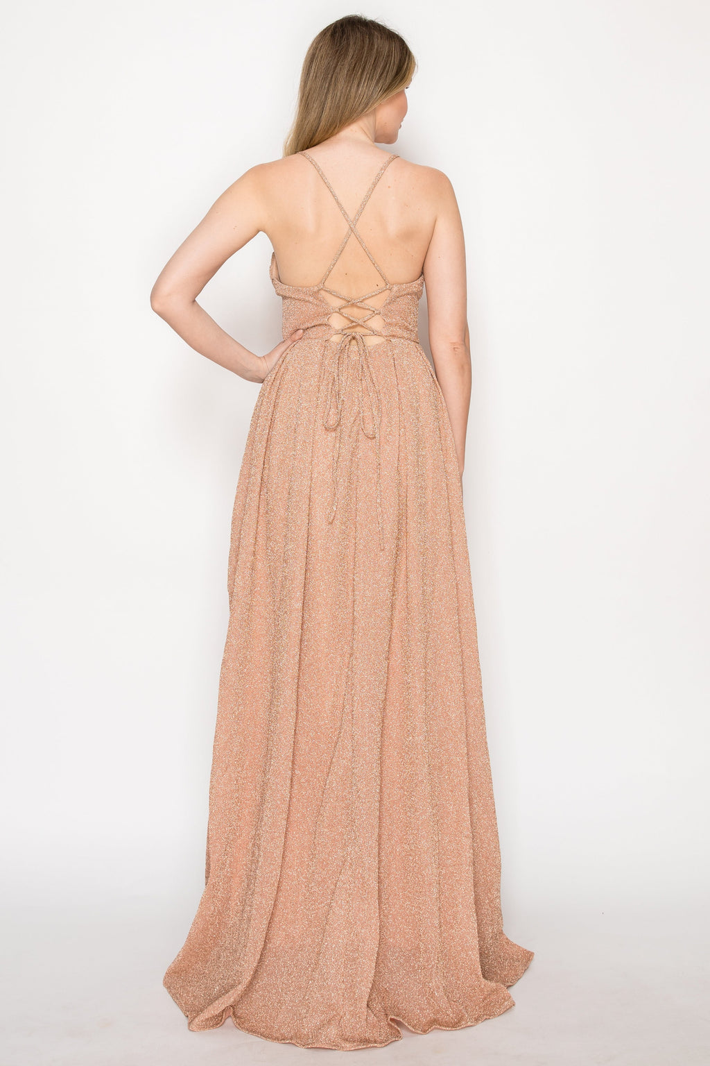 Glittering Cowl Maxi Gown
