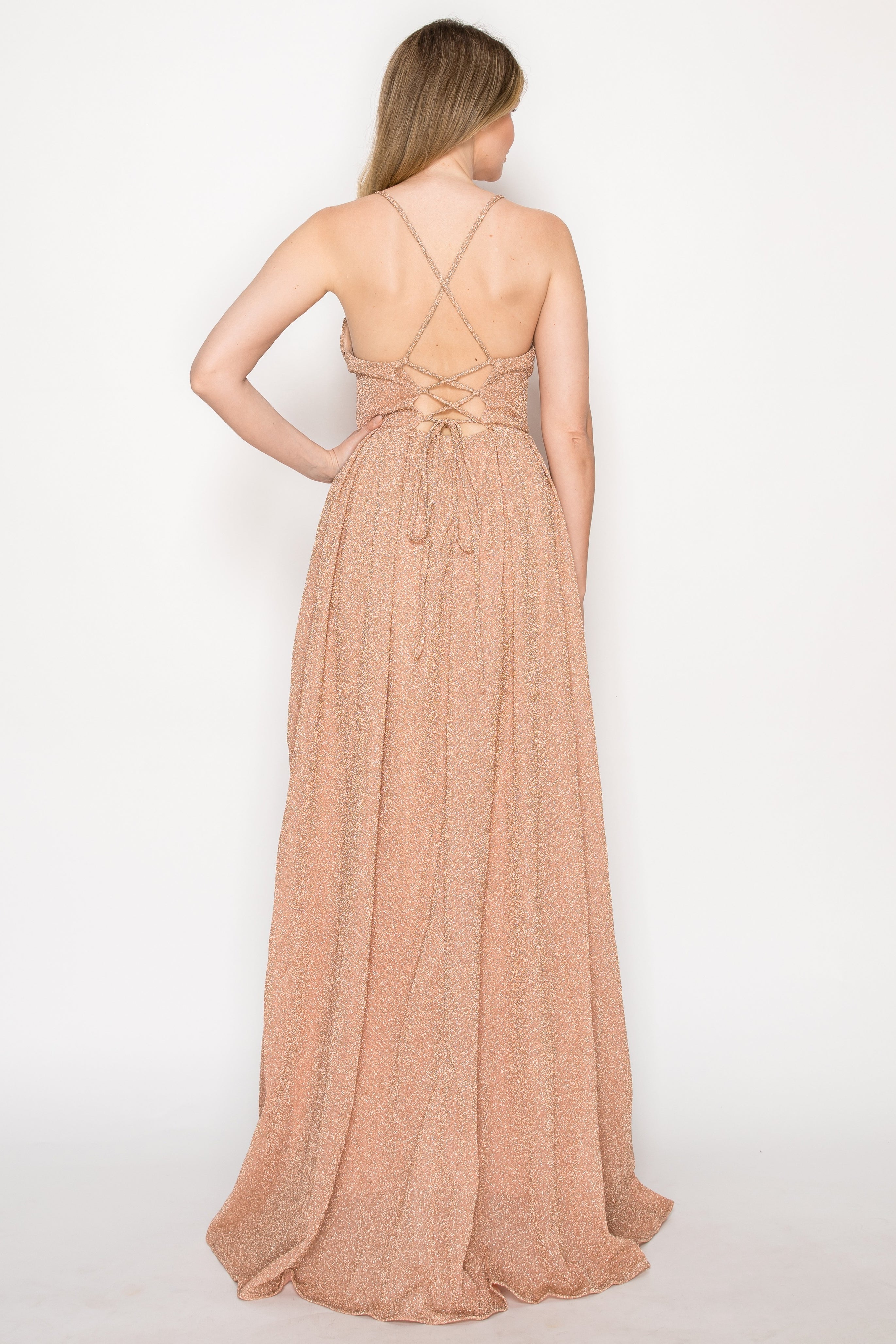 Glittering Cowl Maxi Gown