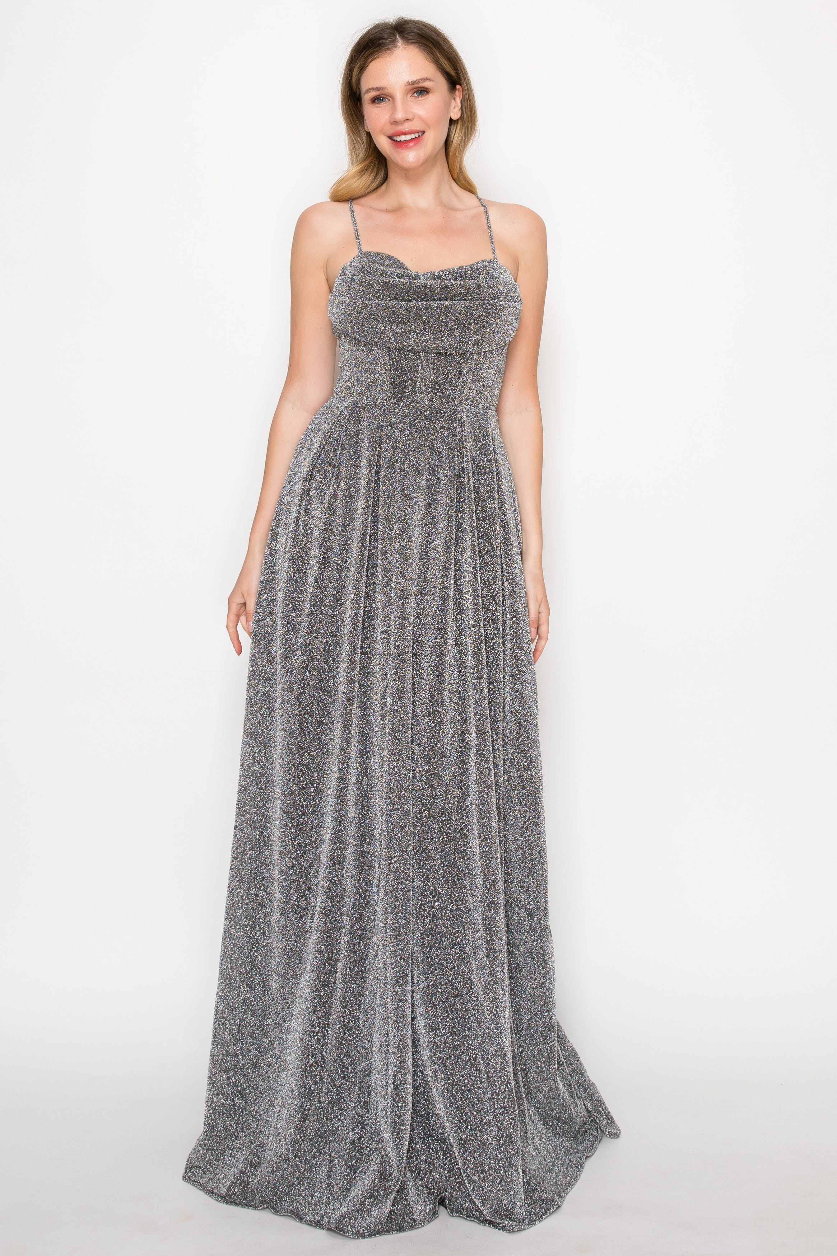 Glittering Cowl Maxi Gown