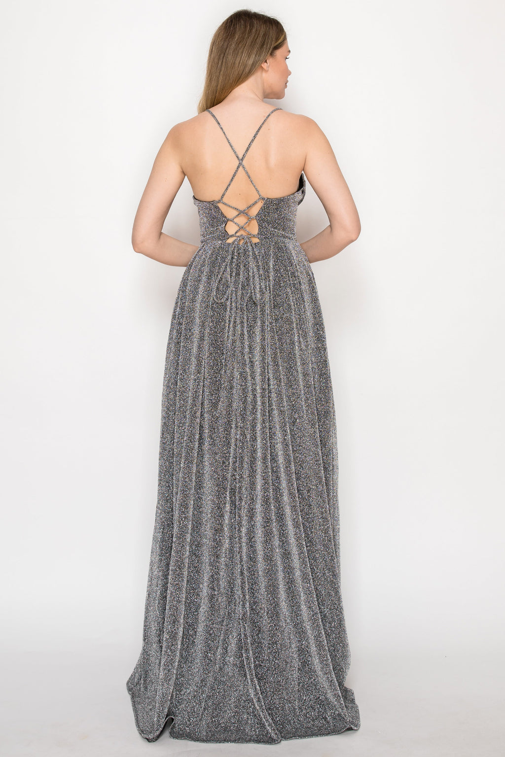 Glittering Cowl Maxi Gown