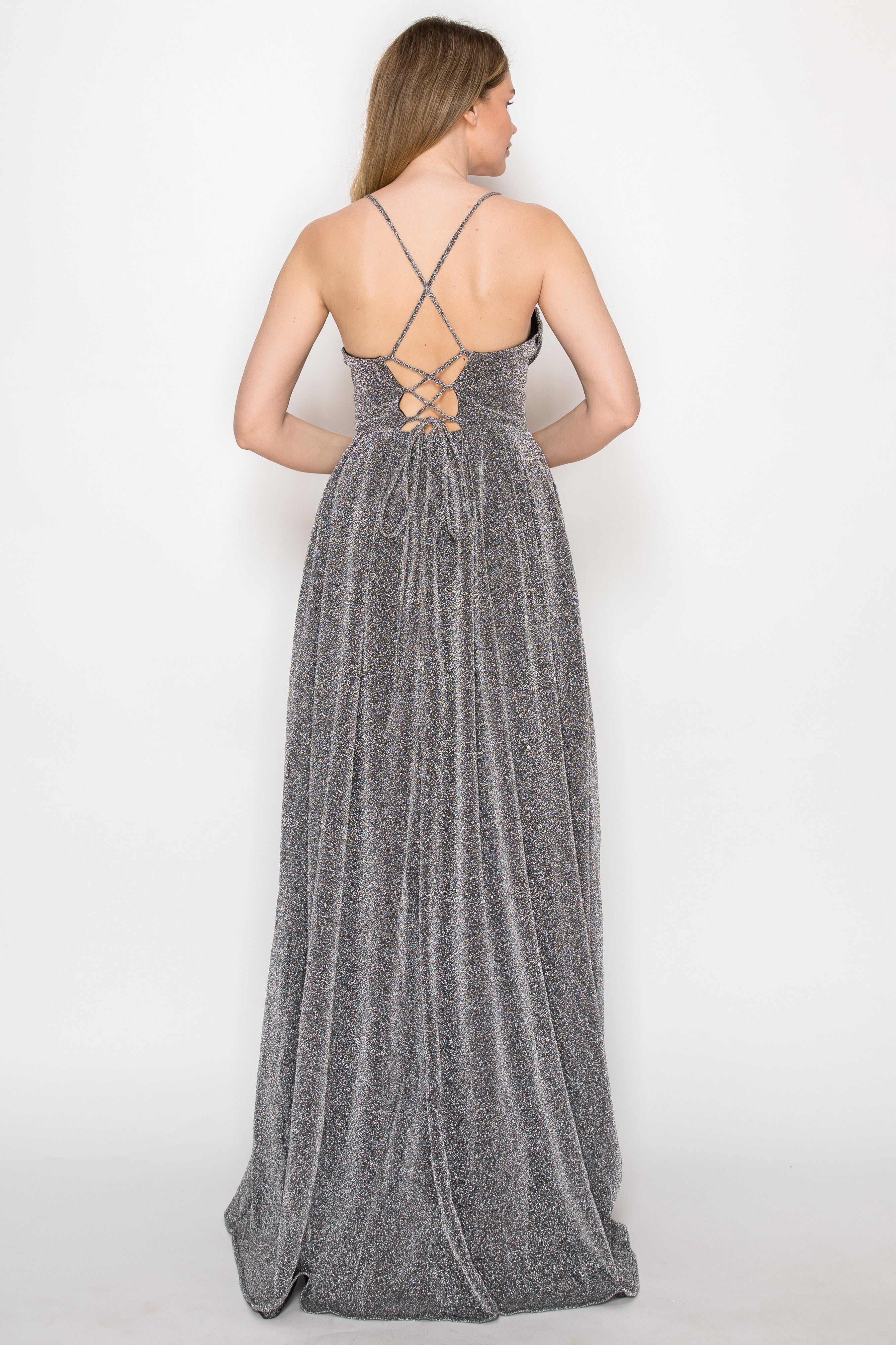 Glittering Cowl Maxi Gown