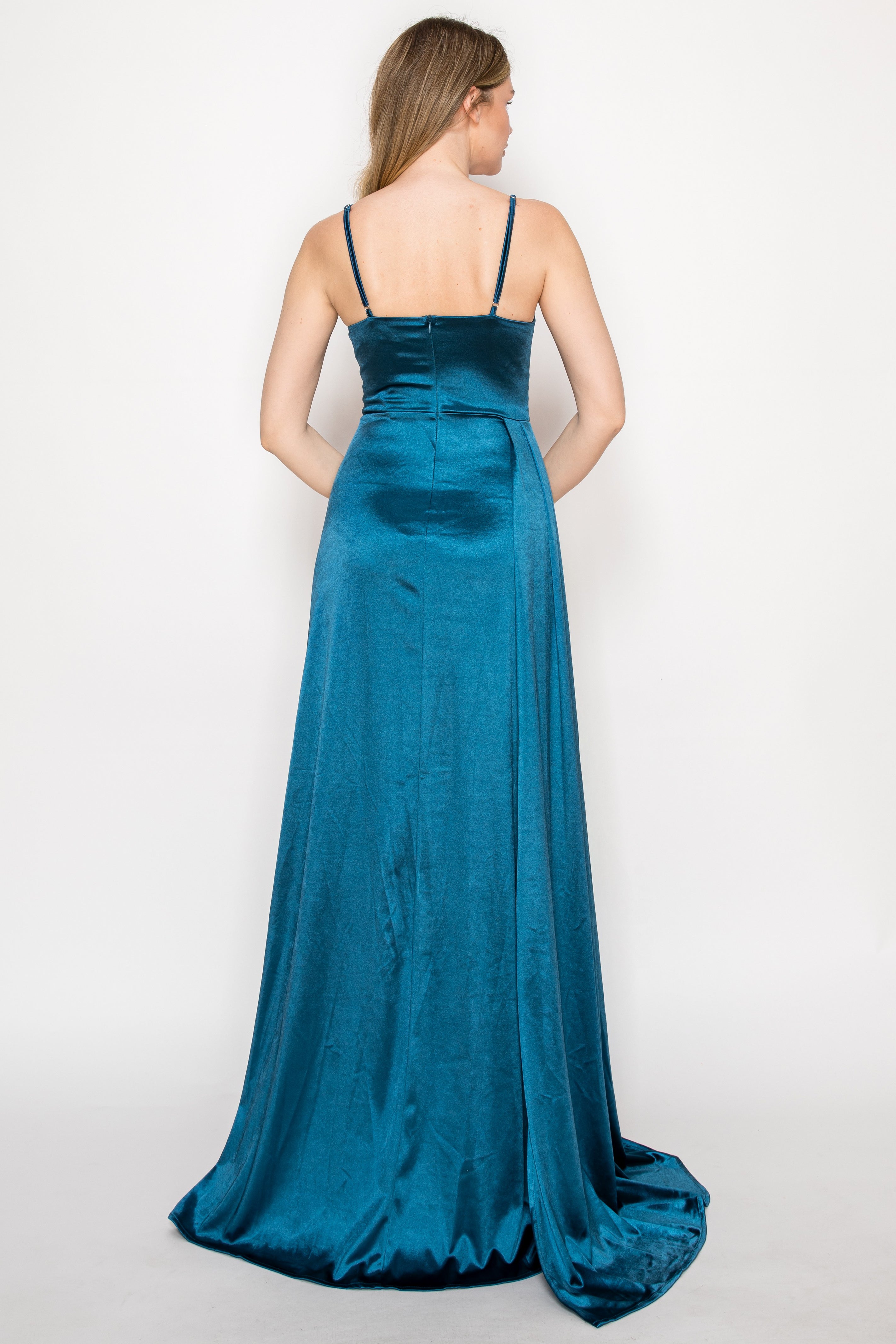 Satin Allure Plunge Gown