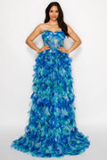 Strapless Ruffle Corset Ball Gown