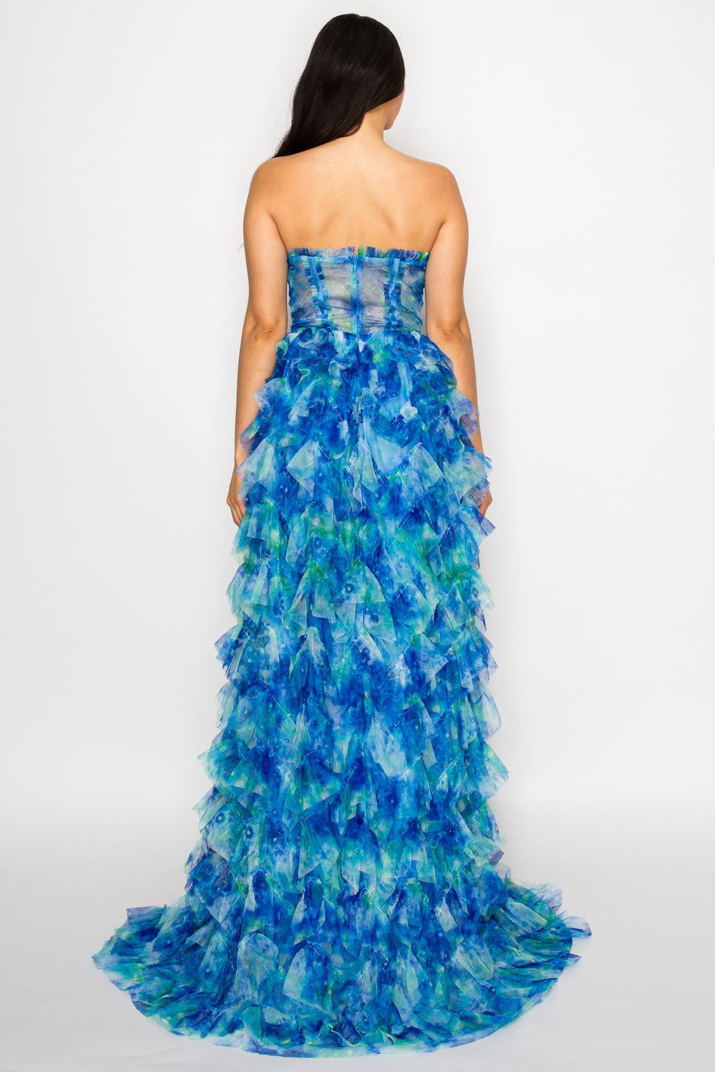 Strapless Ruffle Corset Ball Gown