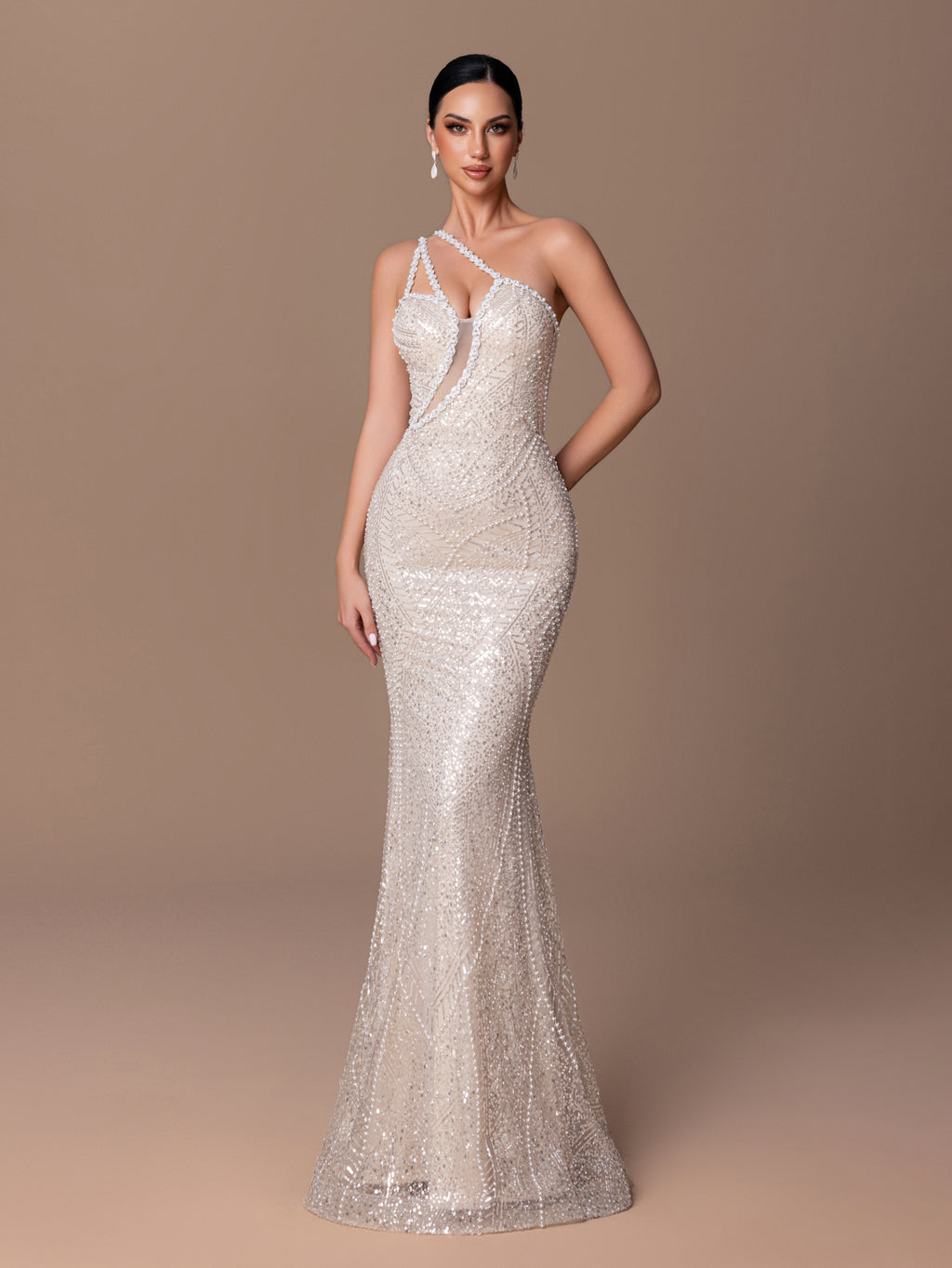 One Side Spaghetti Strap Sequin Dress